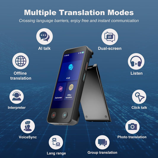 iTour D-pro Language Translator Device, Realtime Detachable Dual Screen AI Translator with 139 Languages, Online & Offline & Photo Translation, Instant Voice Translator for Business Learning Travel